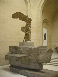The Winged Victory of Samothrace, also called the Nike of Samothrace is a 2nd century BC marble sculpture of the Greek goddess Nike (Victory). Since 1884, it has been displayed at the Louvre, and is one of the most celebrated sculptures in the world.